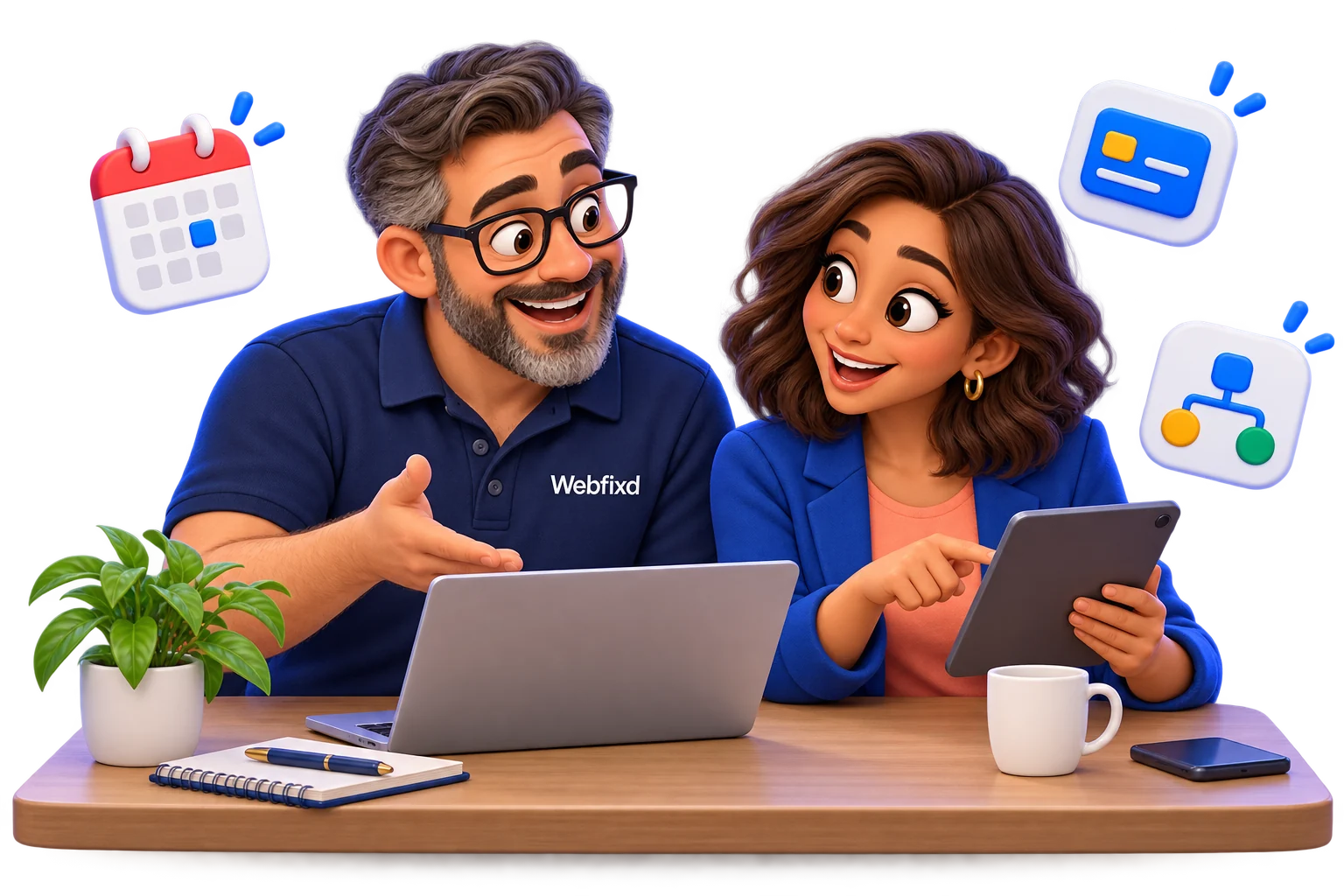 A Webfixd team connecting bookings, payments and custom business tools.