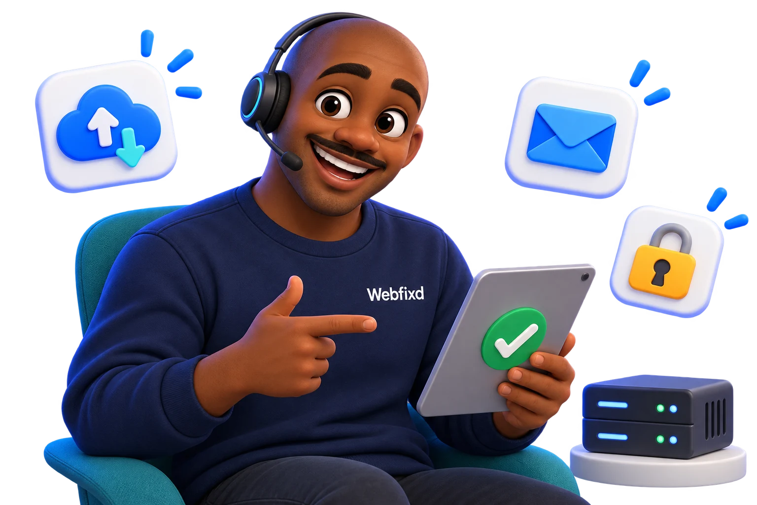 A support specialist managing cloud hosting, business email and security.